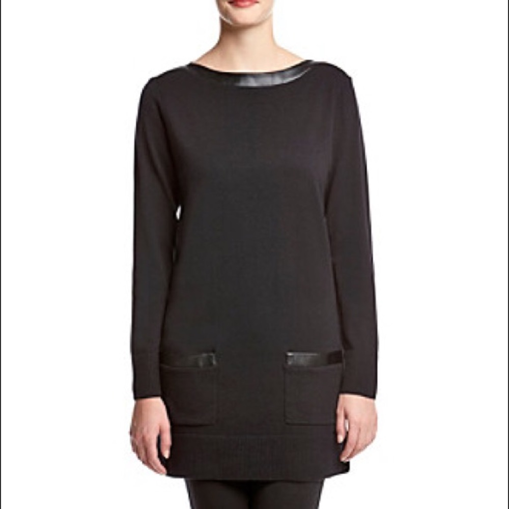 eight eight eight Leather Trim Tunic Sweater